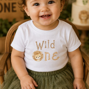 Pour Bébé T-Shirt Fille Premier Anniversaire "Wild One Lion"