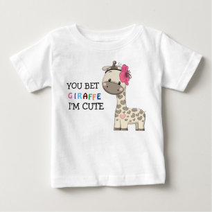 Pour Bébé T-shirt fille rose personnalisée Giraffe Baby