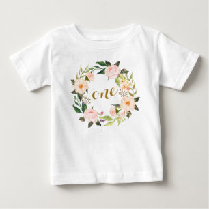 Pour Bébé T-shirt floral rose de premier anniversaire
