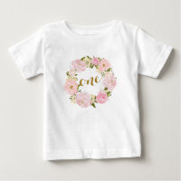 T-shirt floral rose de premier anniversaire