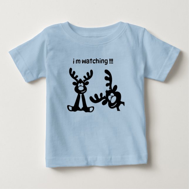 POUR BÉBÉ T-SHIRT FUNNY DEER JE REGARDE DES ENFANTS (Devant)