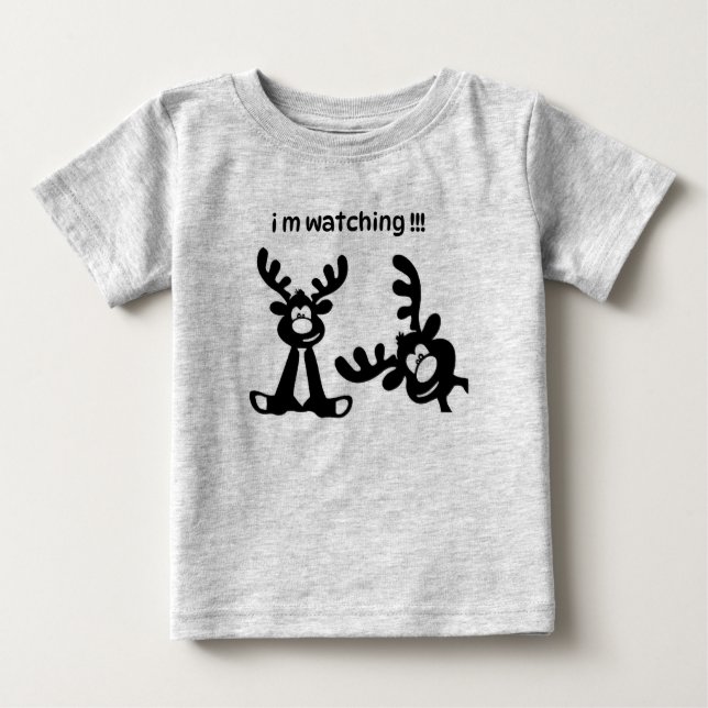 POUR BÉBÉ T-SHIRT FUNNY DEER JE REGARDE UN ENFANT (Devant)