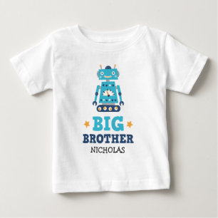 Pour Bébé T-shirt grand frère avec robot rétro et nom