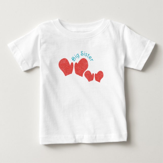Pour Bébé T-shirt Grande Sœur - Thème des Mitaines Rouges (Devant)