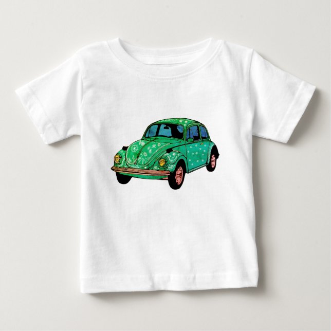 Pour Bébé T-shirt Green Car Fine Jersey, jolie chemise (Devant)