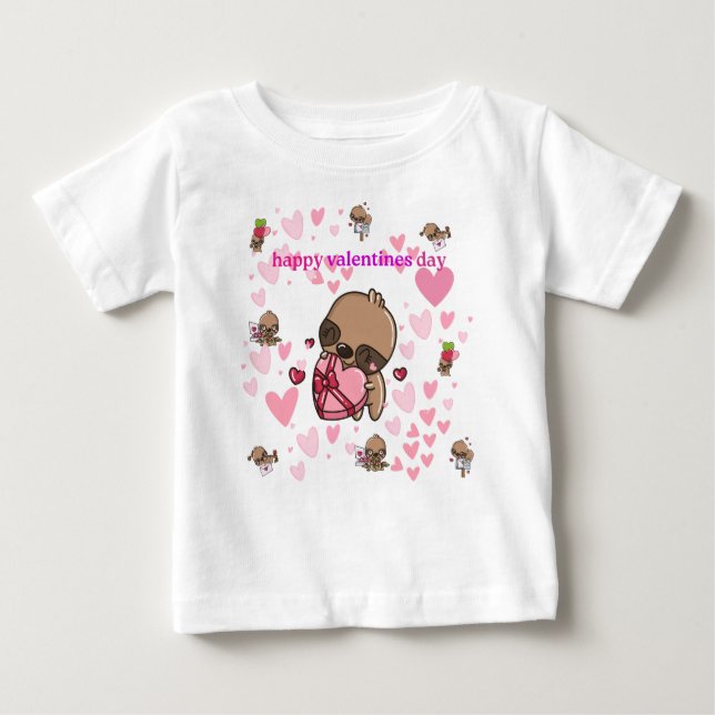 Pour Bébé T-shirt Heureuse Sainte-Valentin Sloth Kids (Devant)
