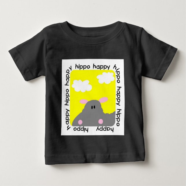 Pour Bébé T-shirt Hippo Happy Baby Raglan (Devant)