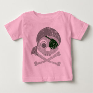 Pour Bébé T-shirt infantile affligé par crâne gris de pira