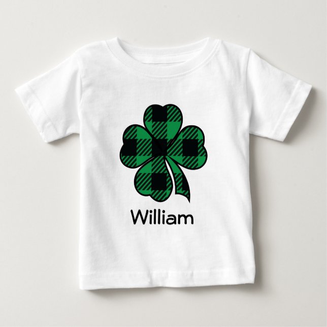 Pour Bébé T-shirt irlandais de shamrock de plaid de Buffalo (Devant)