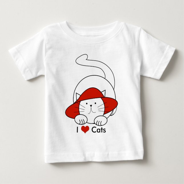 Pour Bébé T-shirt J'adore les Chats (Devant)