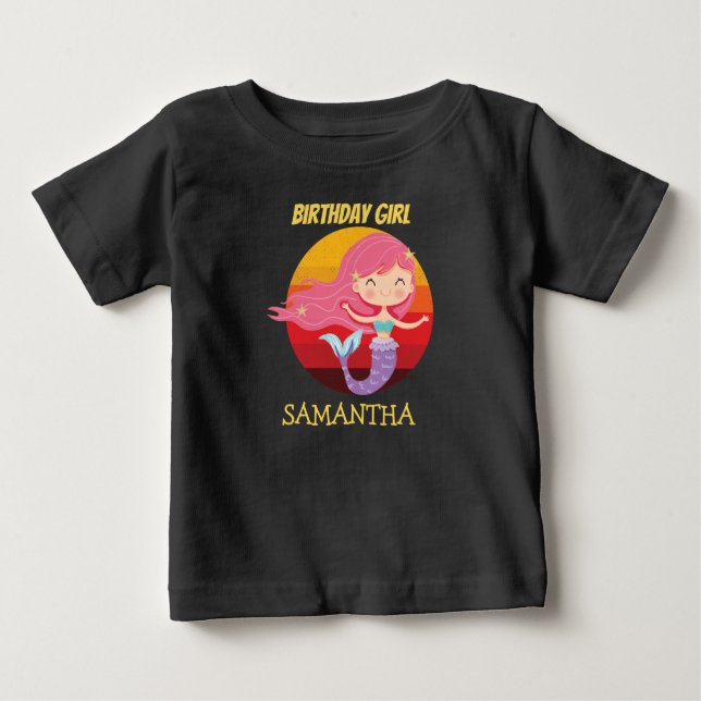 Pour Bébé T-Shirt jaune sirène anniversaire (Devant)