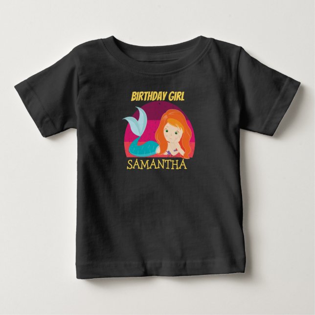 Pour Bébé T-Shirt jaune sirène anniversaire (Devant)