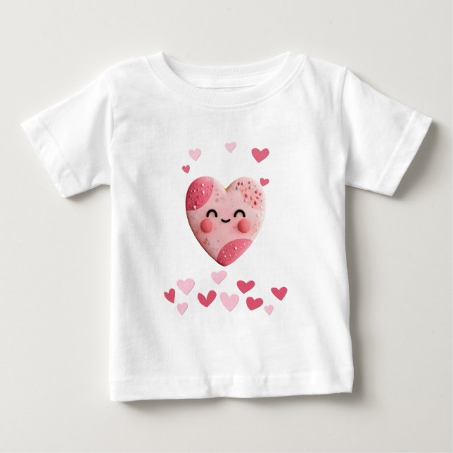 Pour Bébé T-Shirt Kawaii Cookie avec Cœurs et Paillettes (Devant)