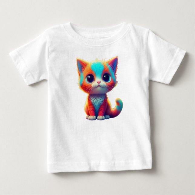 Pour Bébé T-shirt Kitten couleur arc-en-ciel (Devant)