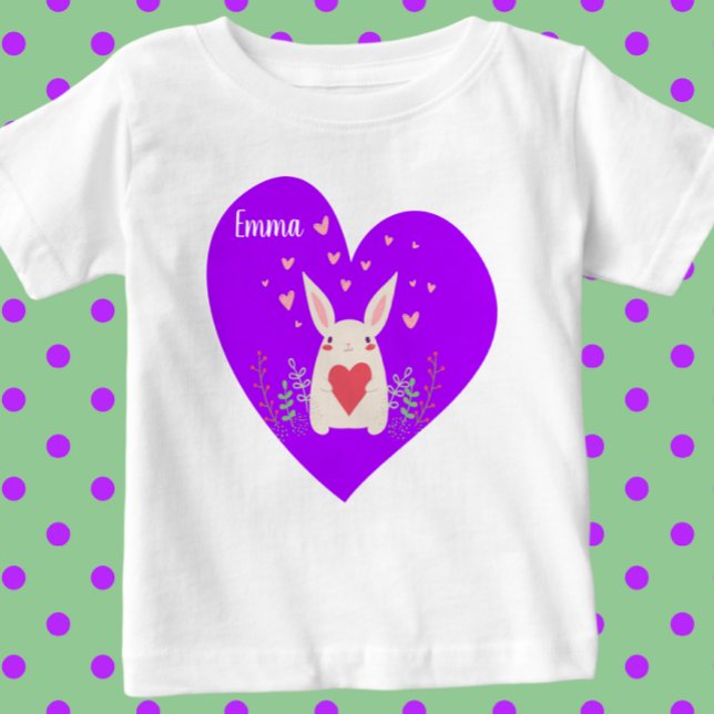 Pour Bébé T-Shirt Lapin Doux avec des Cœurs (Créateur téléchargé)