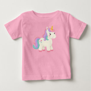Pour Bébé T-shirt Licorne Arc-en-Ciel Pastel Mignon