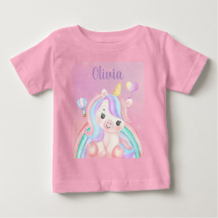 Pour Bébé T-shirt Licorne Fille Anniversaire – Nom Personnal