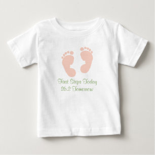 Pour Bébé T-shirt Marathon Baby Pink Footprint