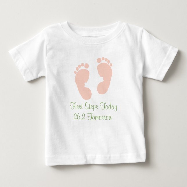 Pour Bébé T-shirt Marathon Baby Pink Footprint (Devant)