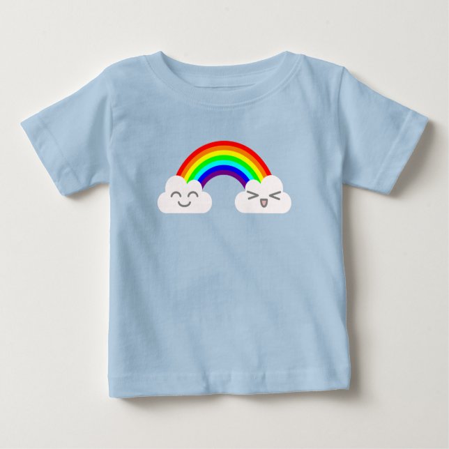 Pour Bébé T-shirt Nuages Mignons et Arc-en-Ciel (Devant)