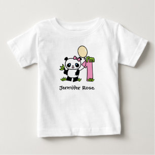 Pour Bébé T-shirt Panda Girl First Birthday Baby
