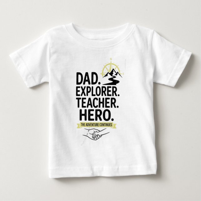 Pour Bébé T-Shirt Papa Explorateur Enseignant Héros | Aventu (Devant)
