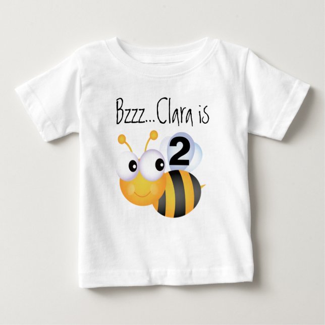Pour Bébé T-shirt personnalisable d'anniversaire de bourdon (Devant)