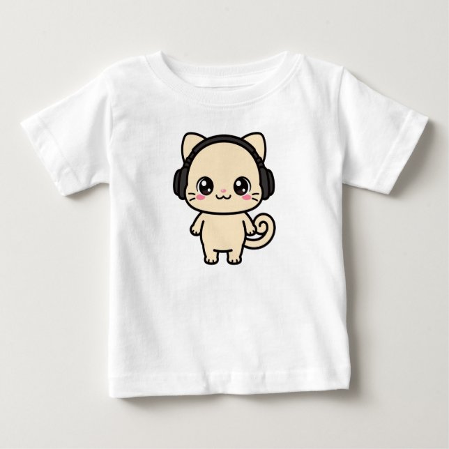 Pour Bébé T-shirt personnalisé avec graphique de chat mignon (Devant)
