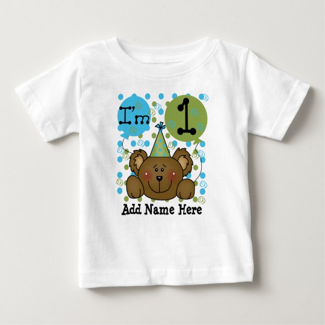 Pour Bébé T-shirt personnalisé d'anniversaire d'ours de (Devant)