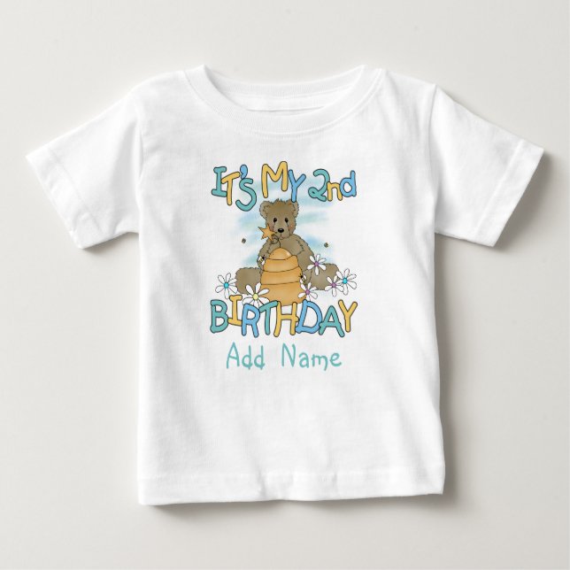Pour Bébé T-shirt personnalisé d'anniversaire d'ours de miel (Devant)