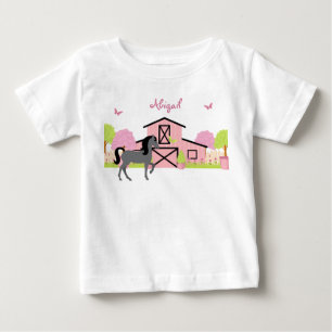 Pour Bébé T-Shirt personnalisé de jolie grange et de cheval 