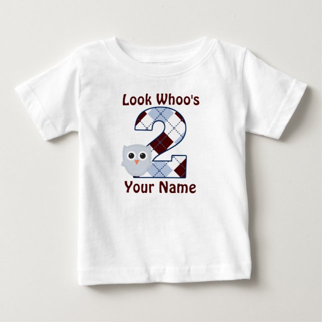 Pour Bébé T-shirt personnalisé du hibou du 2e anniversaire (Devant)