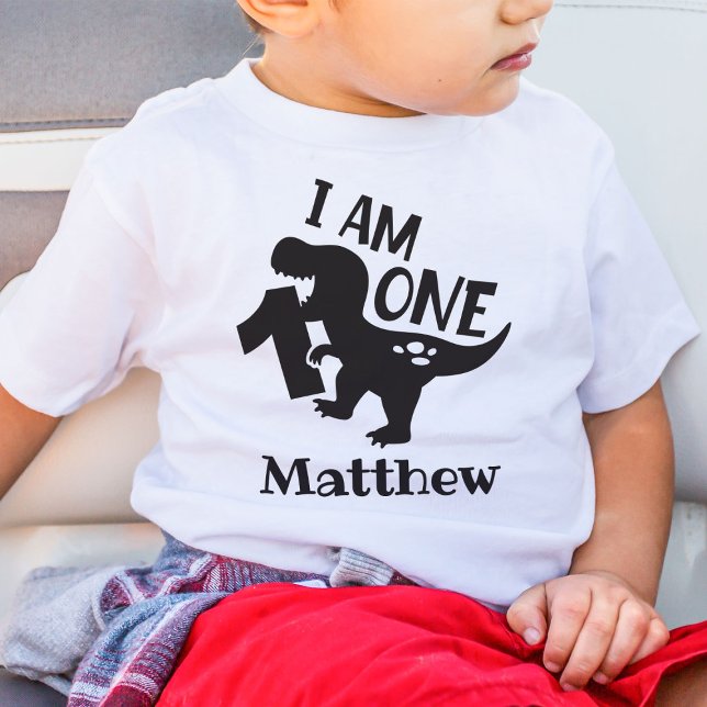 Pour Bébé T-Shirt personnalisé « J'ai un an » dinosaure (Créateur téléchargé)