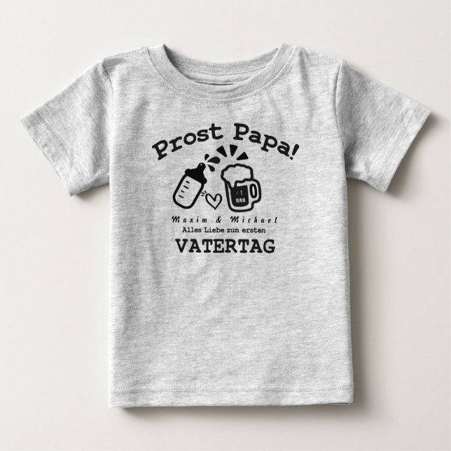 Pour Bébé T-shirt personnalisé Papa Baby Fête des pères tenu (Devant)