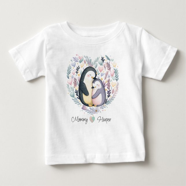 Pour Bébé T-shirt Personnalisé Penguin Love Baby (Devant)