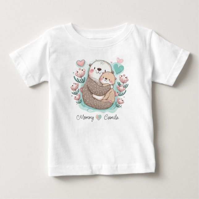 Pour Bébé T-shirt personnalisé Sea Otter Love Baby (Devant)