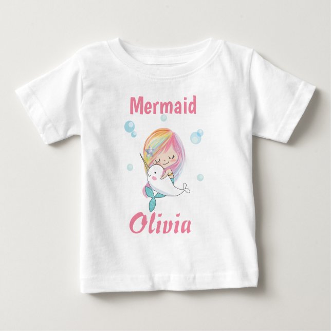 Pour Bébé T-shirt petite sirène Narwhal et t-shirt sirène (Devant)