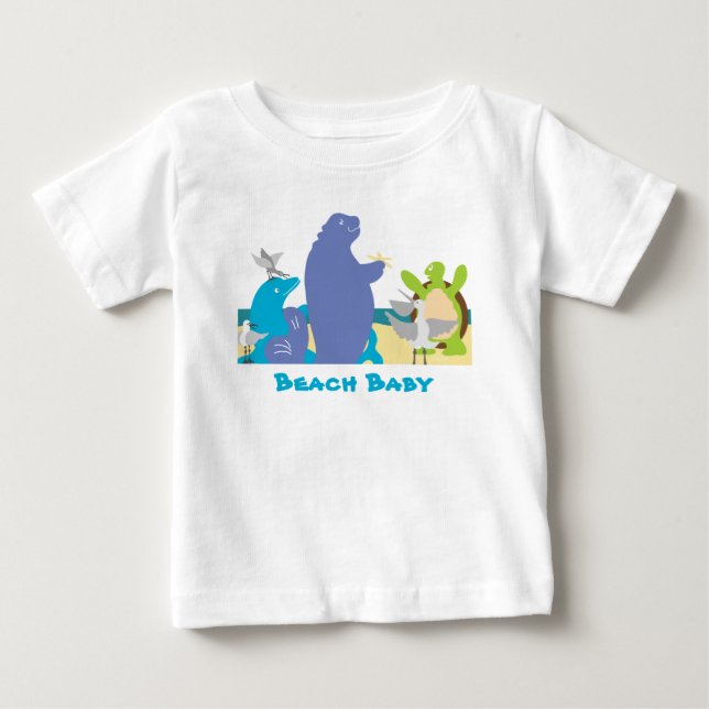 Pour Bébé T-shirt plage animaux marins (Devant)