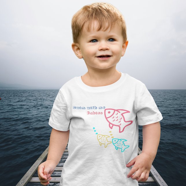 Pour Bébé T-shirt poisson multicolore (swimming is good for our physical health.)