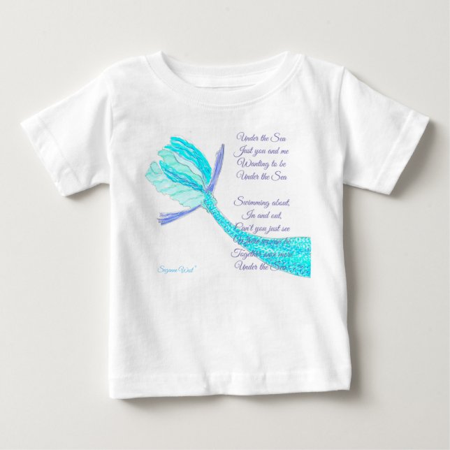 Pour Bébé T-Shirt queue de poisson Sous la mer avec poème (Devant)
