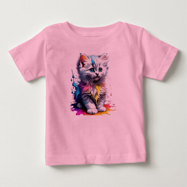 Pour Bébé T-shirt Rainbow Kitten (Devant)