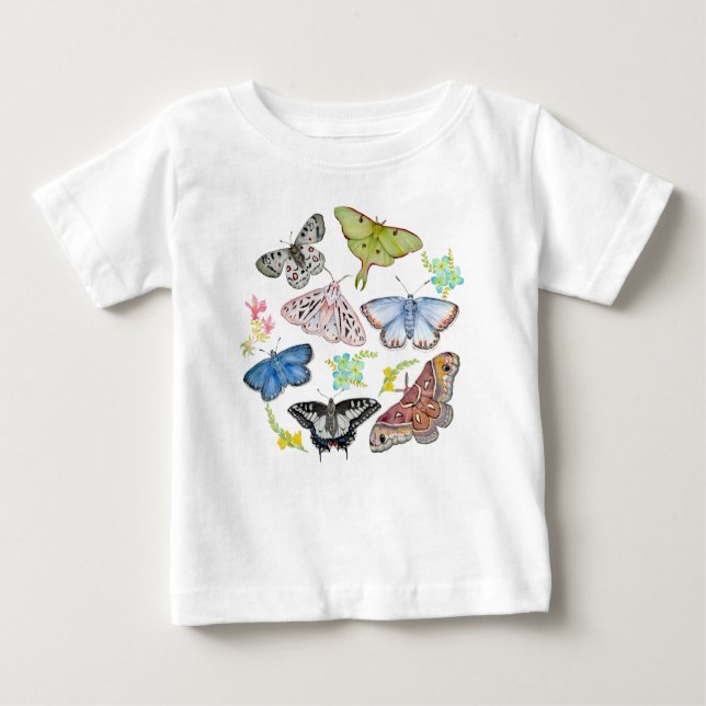 Pour Bébé T-Shirt Rêves d'Aquarelle Papillon (Devant)