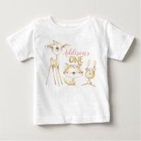 T-shirt rose Floral Woodland Premier anniversaire