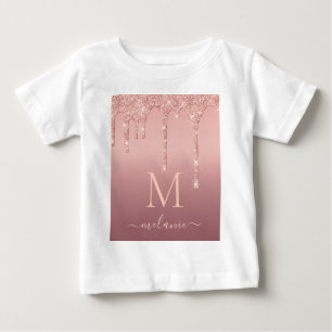 Pour Bébé T-shirt rose Gold Baby avec nom de lettre personna