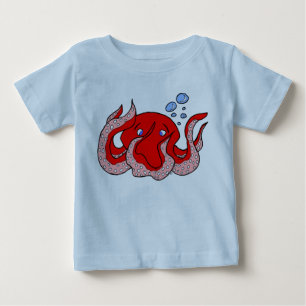 Pour Bébé T-shirt rouge de poulpe