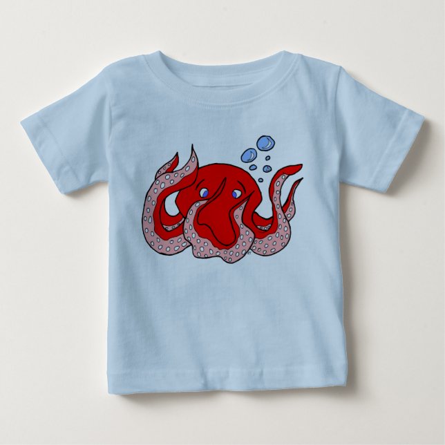 Pour Bébé T-shirt rouge de poulpe (Devant)