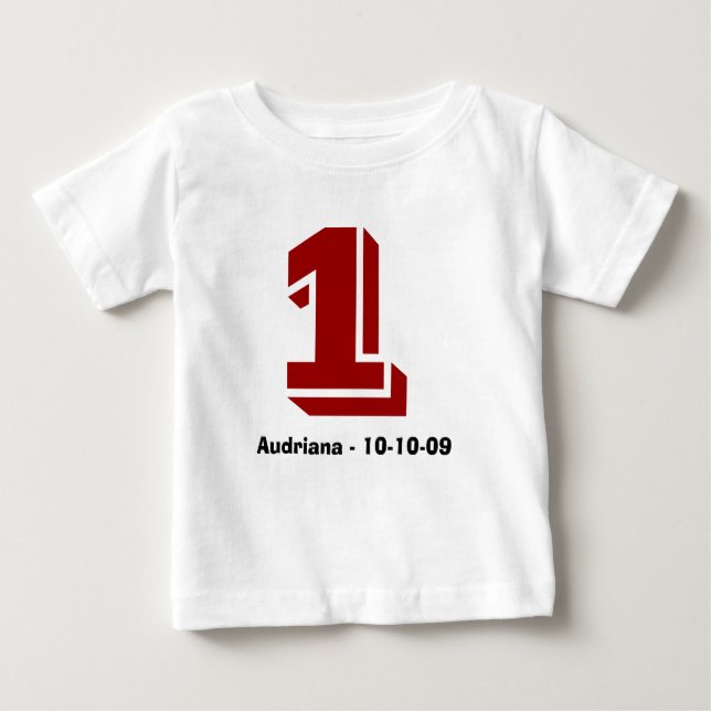 Pour Bébé T-shirt rouge et noir Nom et âge (Devant)