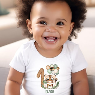 Pour Bébé T-shirt Tiger Wild One 1st Birthday Boy
