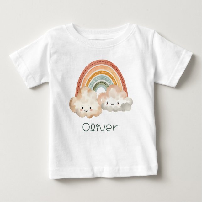 Pour Bébé T-Shirt Toddler personnalisé Arc-en-ciel et nuages (Devant)