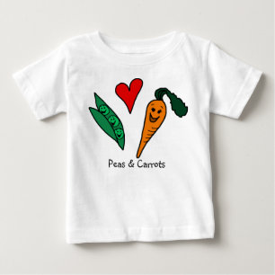 Pour Bébé T-shirt vert d'amour de pois et de carottes et